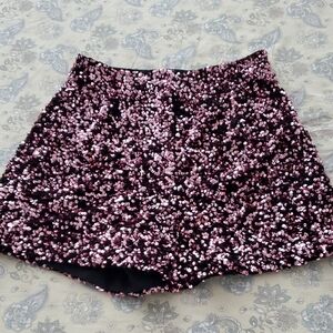 Zara Black and Pink Sequin Skater Skirt